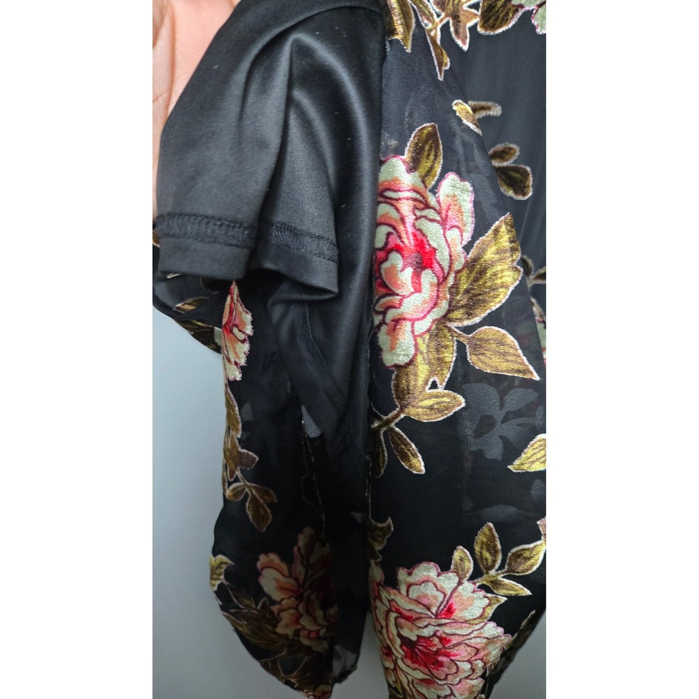 Velvet Burnout Floral Mini Dress XL Sheer Mesh Grunge Fairy Goth Slip Dress - Picture 5 of 10